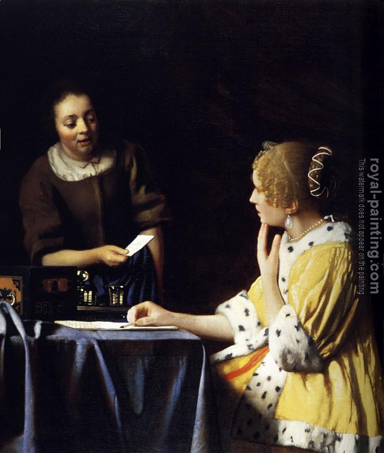Johannes Vermeer : Mistress and Maid (Lady with Her Maidservant Holding a Letter)